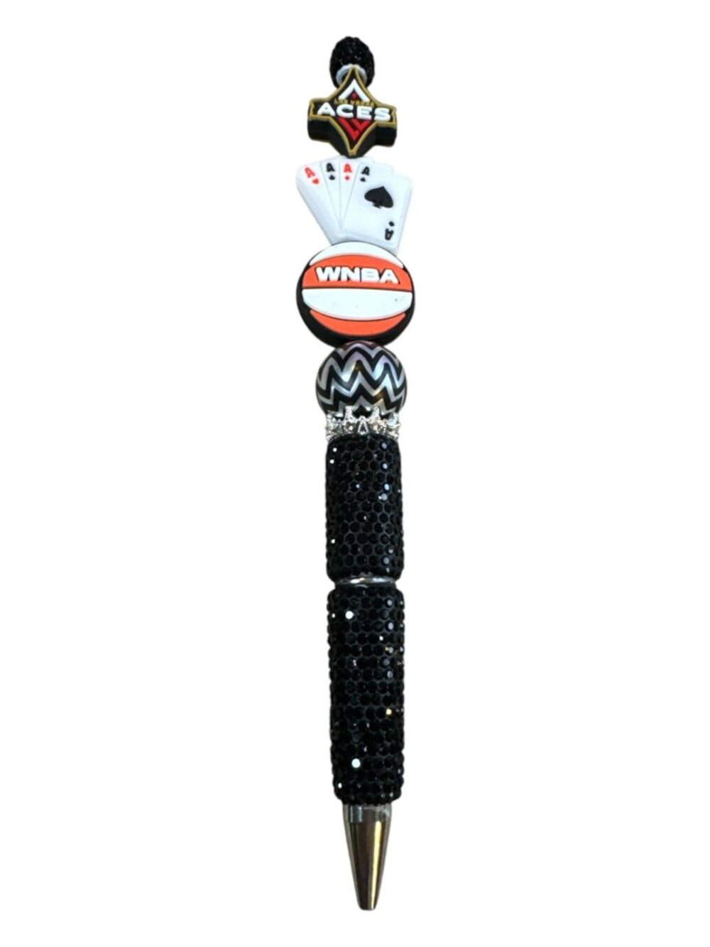 Las Vegas Aces WNBA-Themed Bedazzled Ballpoint Pen With Charm Accents - Black &